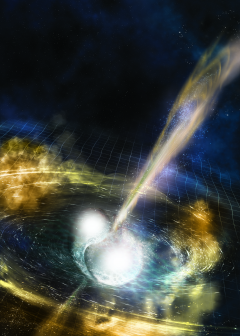 Artist's illustration of two merging neutron stars